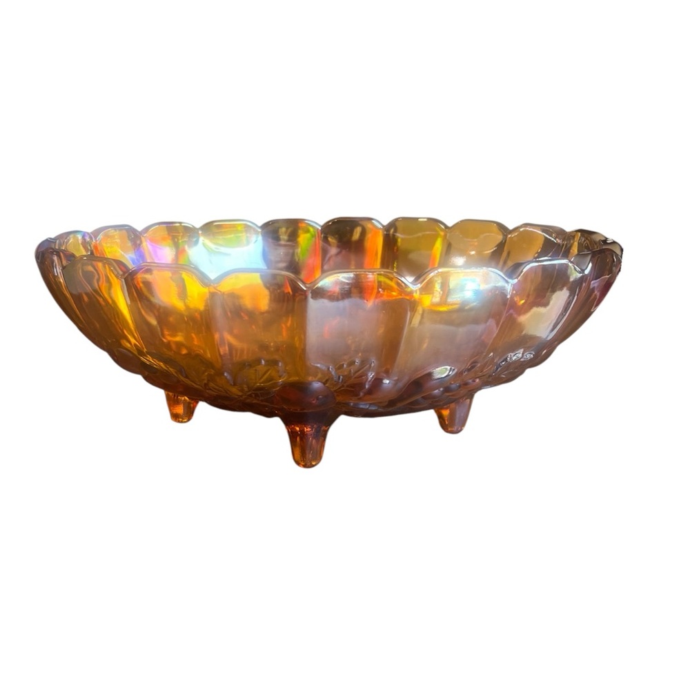 Vintage Indiana Glass Large
Amber Harvest Fruit Carnival
Glass Oval Footed Bowl - Picture 11 of 11